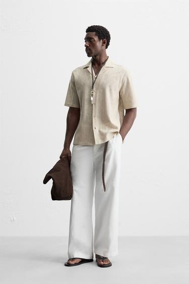CHEMISE STRUCTURE OUVERTE À CHEVRONS - Beige clair de Zara - Image 3