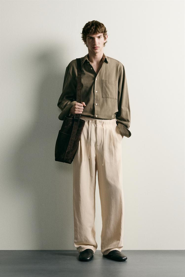 Pantalon relaxed fit viscosa lino
