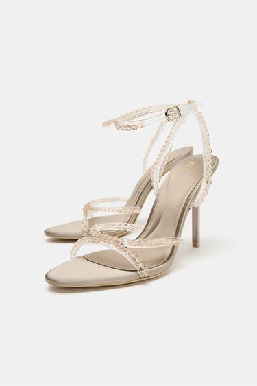 SANDALES À TALONS ET DÉCORS - Gris taupe de Zara - Image 3