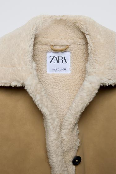 DOUBLE-FACED JACKET WITH FAUX SHEARLING - Light camel by Zara