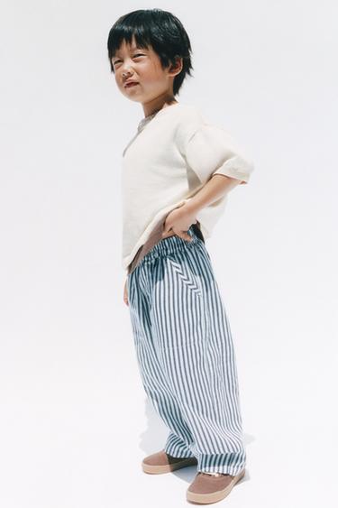 KNIT T-SHIRT WITH COTTON AND LINEN — Light beige 2