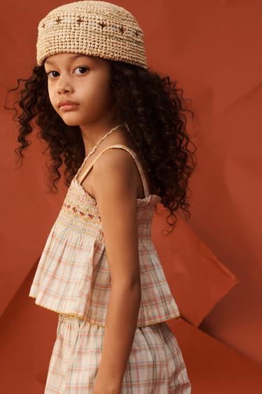 TOP À CARREAUX ET FLEURS BRODÉES LIMITED EDITION - Multicolore de Zara - Image 3