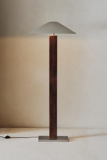 METAL AND WOOD FLOOR LAMP - Brown by Zara