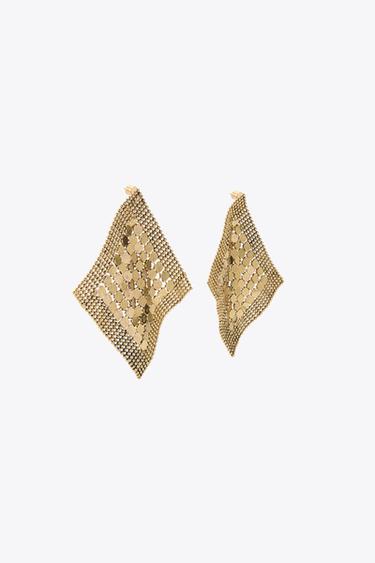 BOUCLES D'OREILLES MAILLE MÉTALLIQUE - Doré de Zara - Image 3