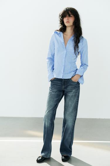 STRIPED POPLIN SHIRT - Blue/White by Zara - Image 0