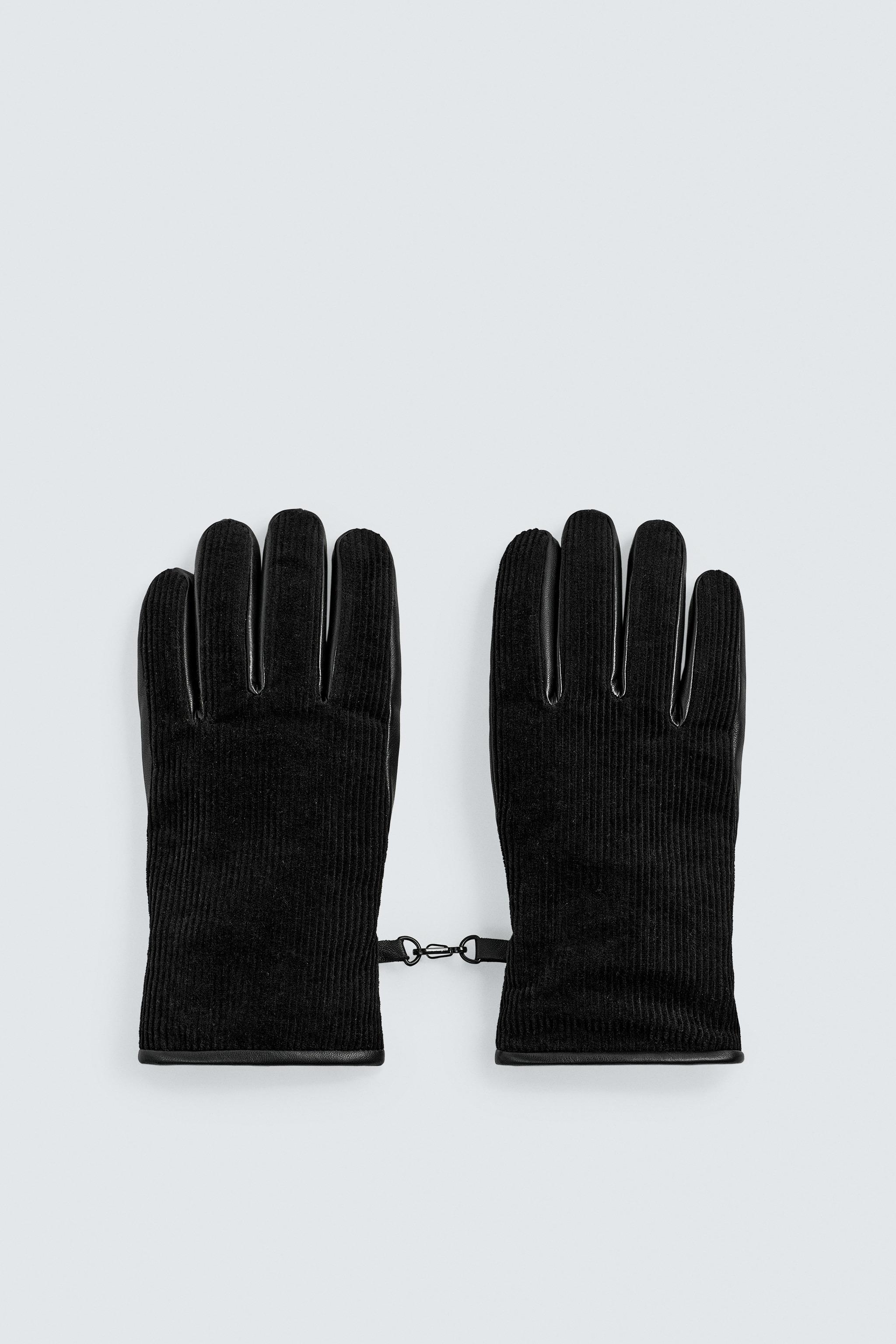 LEATHER AND CORDUROY COMBINATION GLOVES