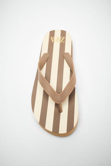 STRIPED PRINT SANDALS - Brown by Zara