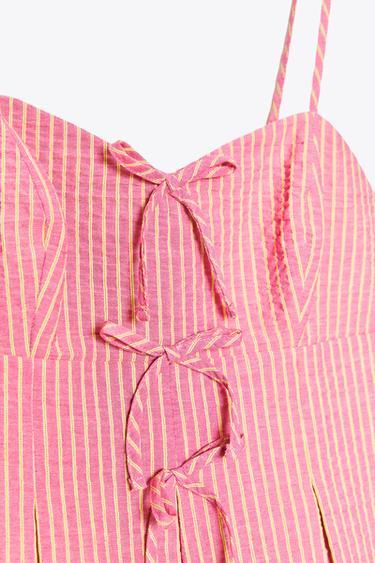 TOP LACETS RAYURES - Rose de Zara - Image 8