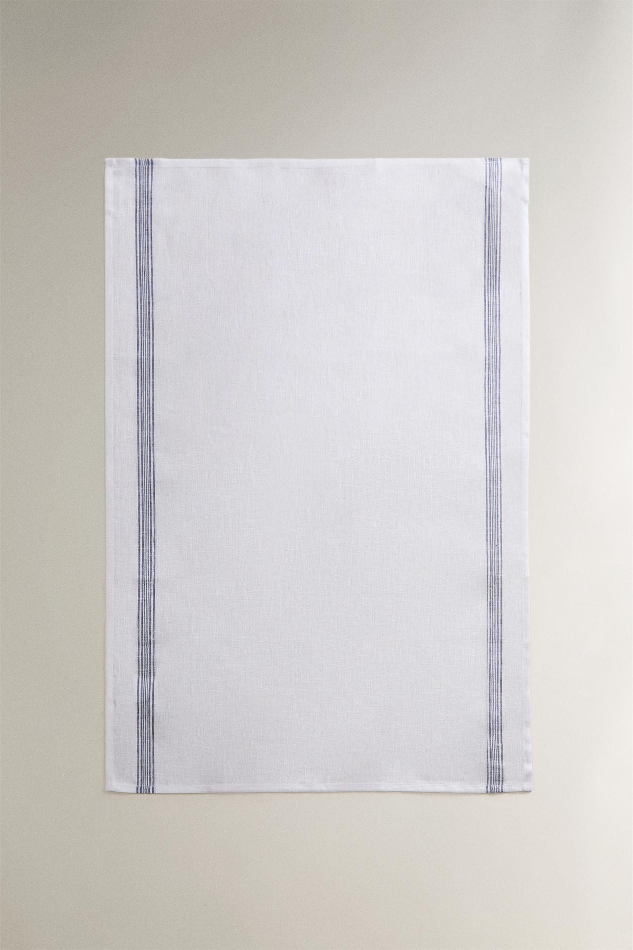 STRIPED LINEN KITCHEN TOWEL — Blue