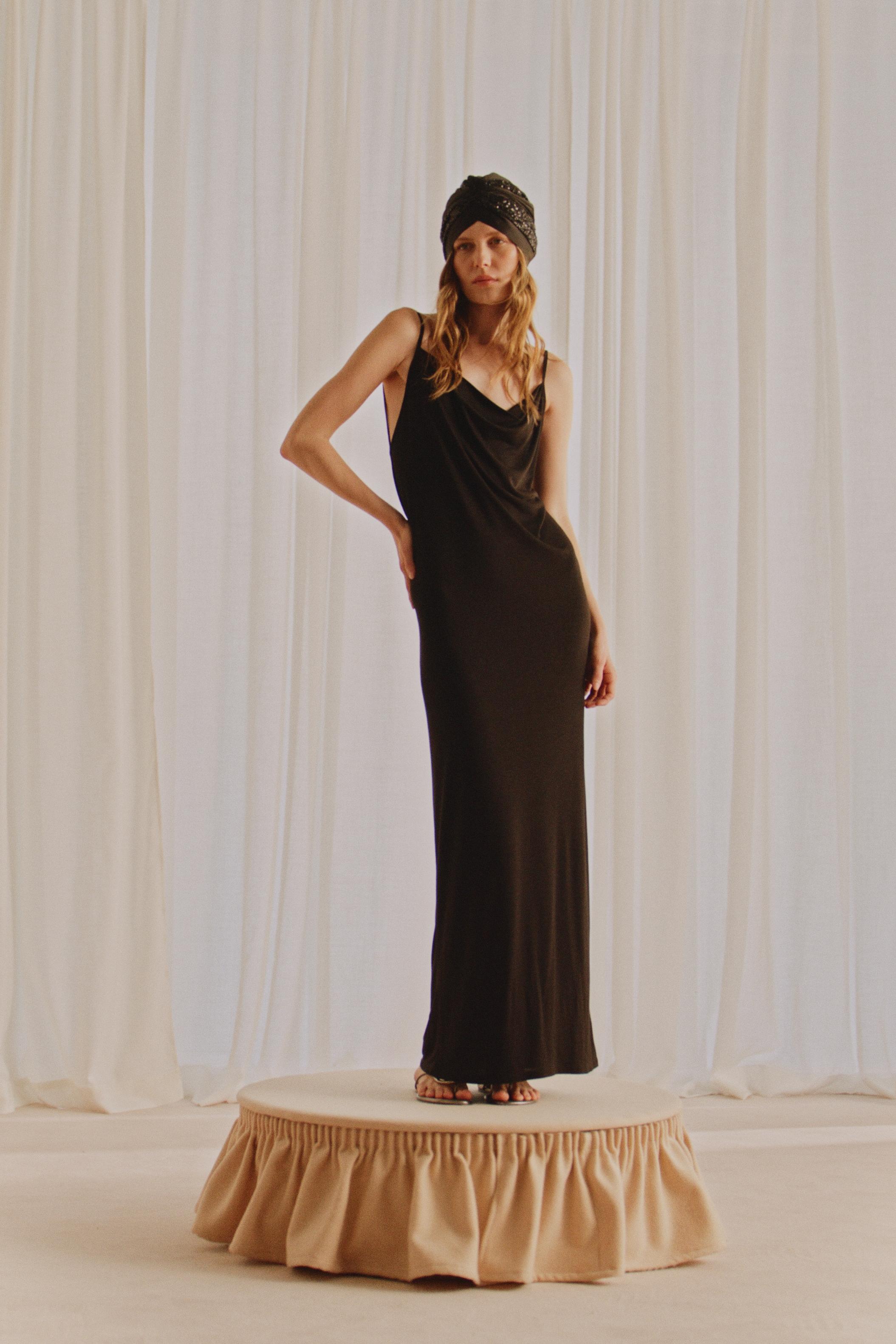 MARISA BERENSON X ZARA SEQUIN TURBAN HAT — Black