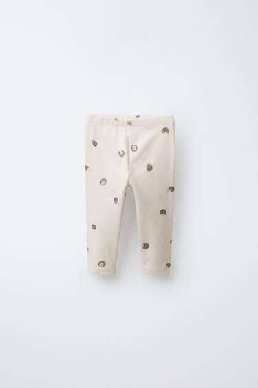 Zara WARM HEDGEHOG LEGGINGS - Ecru