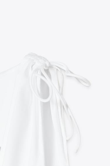 TOP SATINÉ À FRONCES - Blanc de Zara - Image 6