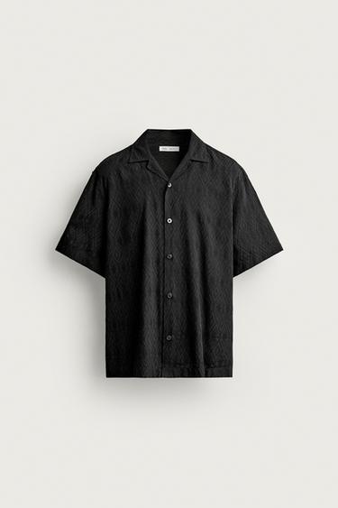CAMISA RELAXED FIT JACQUARD GEOMÉTRICO - Negro de Zara