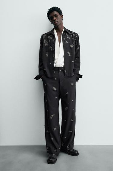 RELAXED FIT SEQUIN TROUSERS - Dark navy by Zara - Image 5