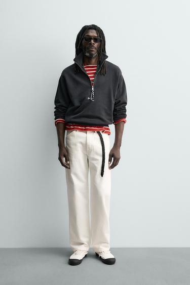 Zara AARON LEVINE X ZARA 飾帶拉鍊領運動衫 - 黑色