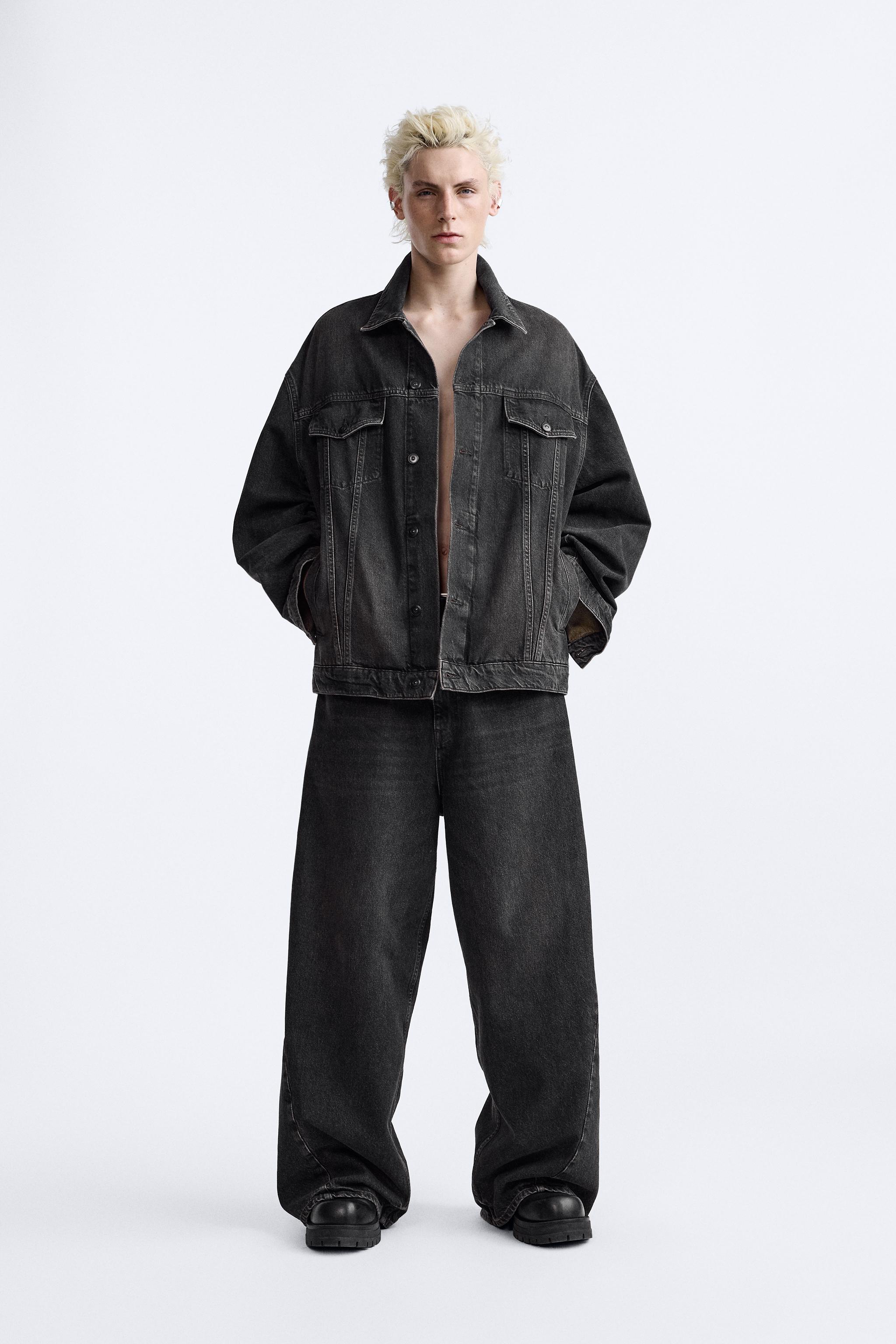 Black denim jacket store mens zara