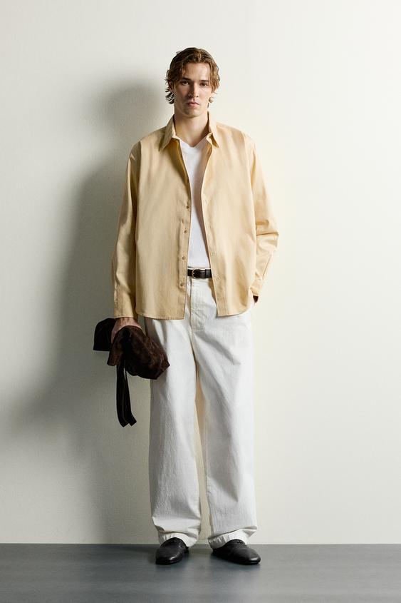 LYOCELL AND COTTON RELAXED FIT SHIRT - Vanilla by Zara - Image 0