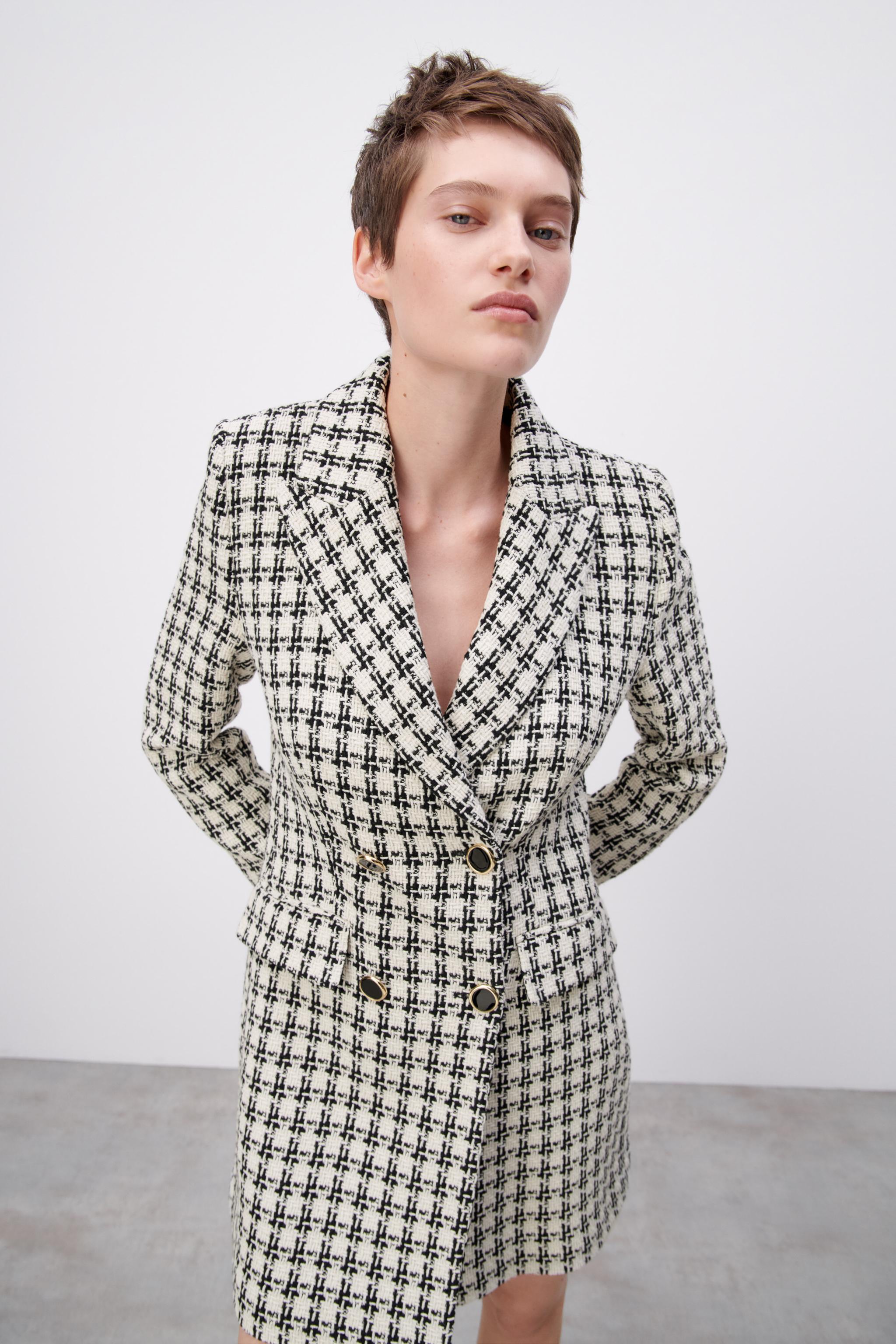 Zara on sale Textured Plaid Blazer + Mini Dress