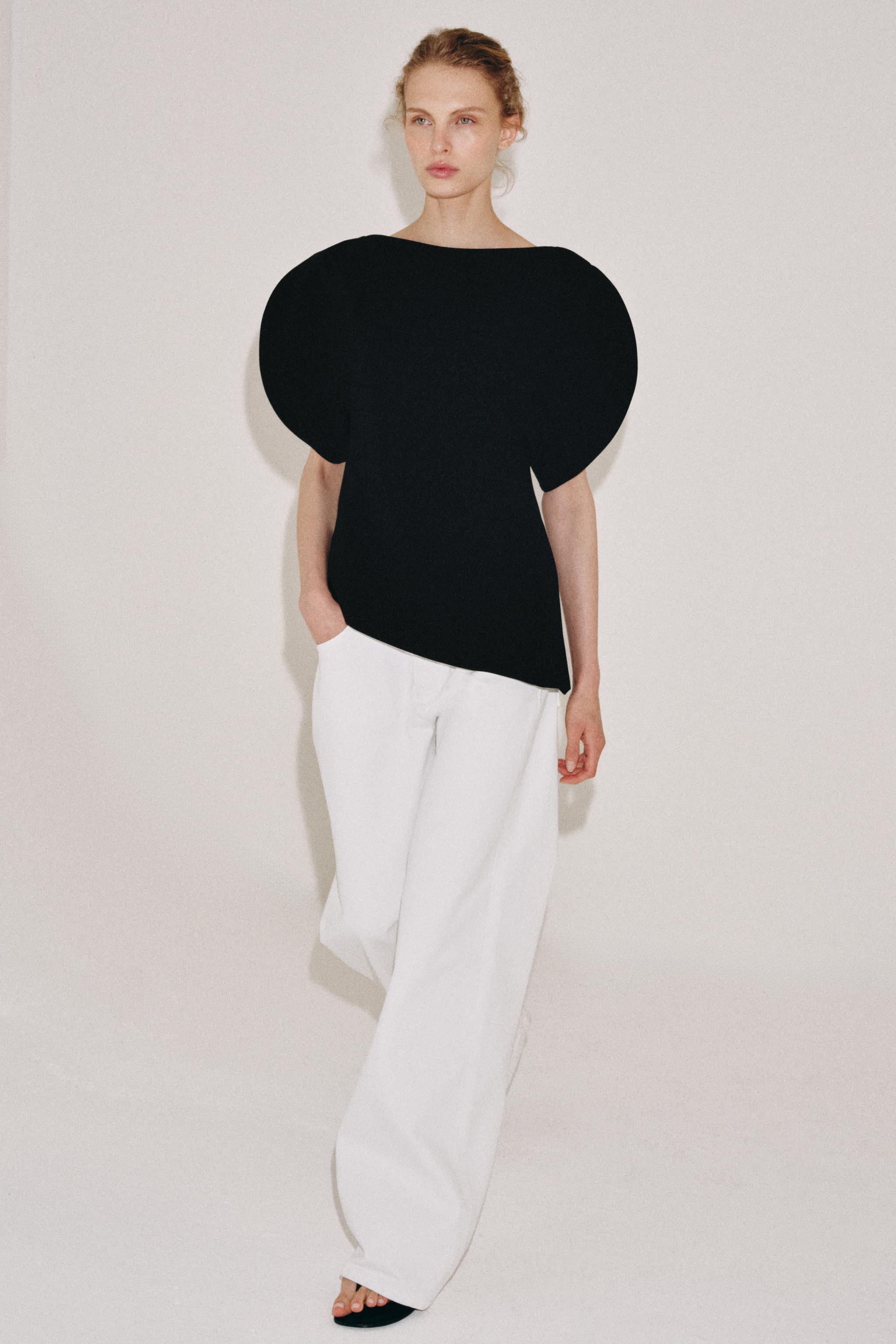 BALLOON SLEEVE TOP ZW COLLECTION - Mid-ecru | ZARA Canada