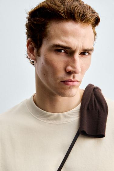 Zara TECHNICAL INTERLOCK SWEATSHIRT - Stone