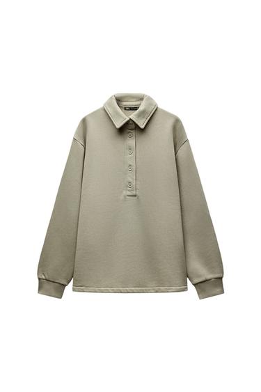 WASHED POLO NECK SWEATSHIRT