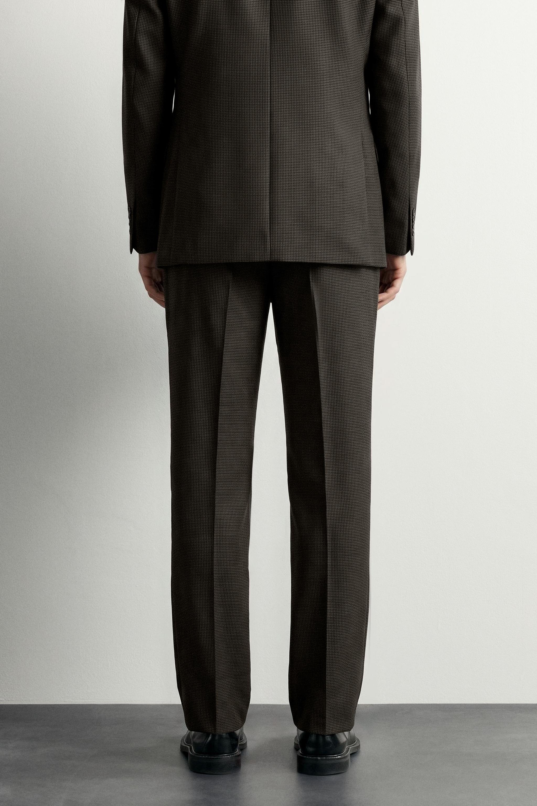 PANTALON COSTUME PIED-DE-POULE AVEC LAINE