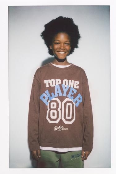 VARSITY PRINT T-SHIRT - Light brown by Zara