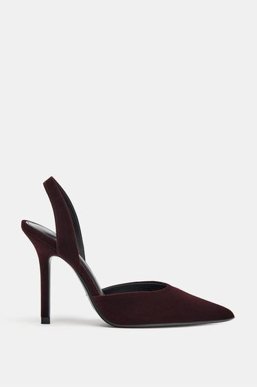 CHAUSSURES À TALONS EFFET VELOURS - Bordeaux de Zara