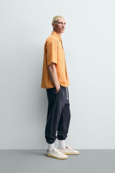 RELAXED FIT TEXTURED CHECK SHIRT - Oranges by Zara - Image 3