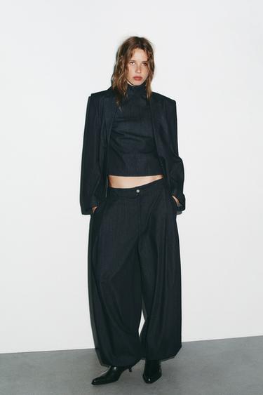 CALÇA BOMBACHO DENIM TRF - Índigo-escuro da Zara