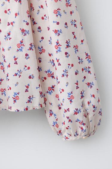 FLORAL SHIRT WITH RUFFLE TRIM - Ecru / Red by Zara - Image 3