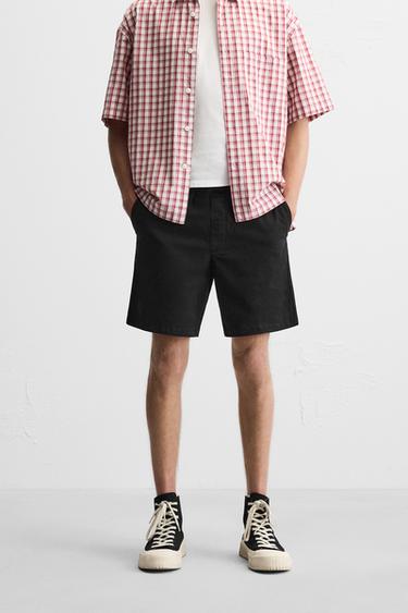 RELAXED FIT BERMUDA SHORTS - Black by Zara