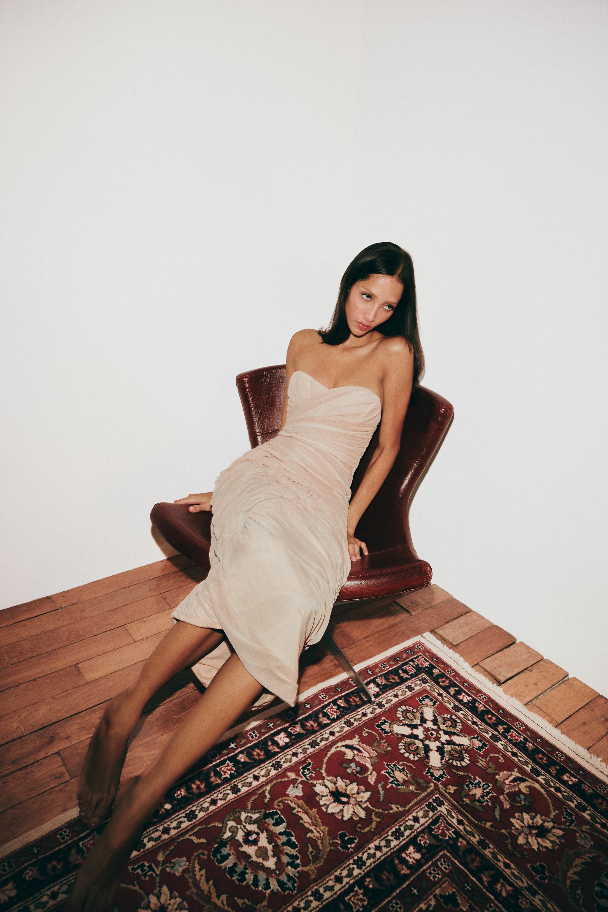 ROBE MIDI TULLE DRAPÉE
