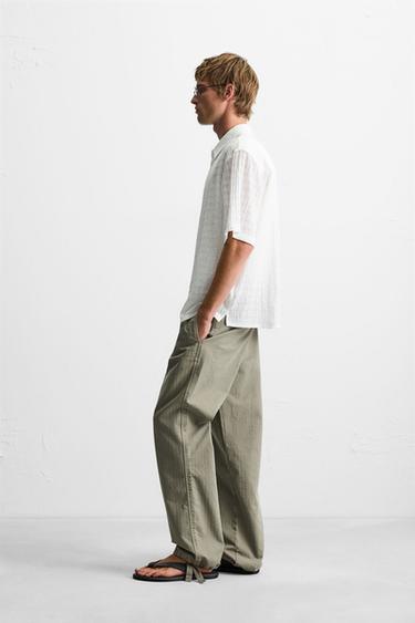 CHEMISE STRUCTURÉE À CARREAUX - Blanc de Zara - Image 3