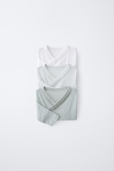 PACK TRES BODIES POINTELLE CUELLO CRUZADO - Verde agua de Zara