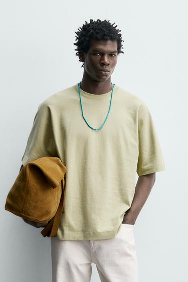 ТЕНИСКА СЪС СТАНДАРТНА КРОЙКА HEAVYWEIGHT - Светло зелено от Zara