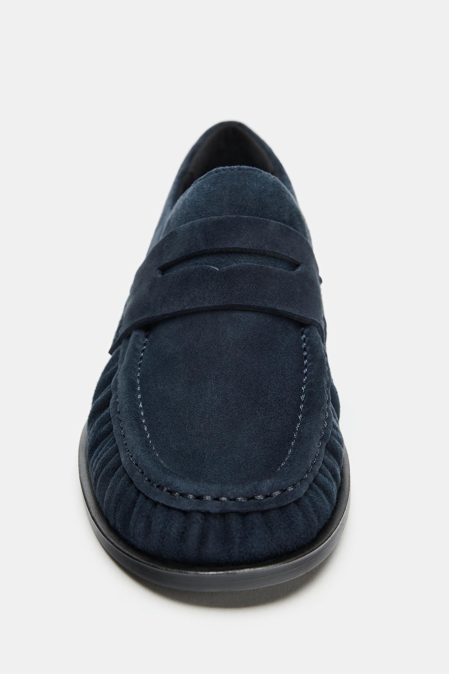 Женские туфли Zara Suede Gathered, цвет: Тёмно-синий — фото 6