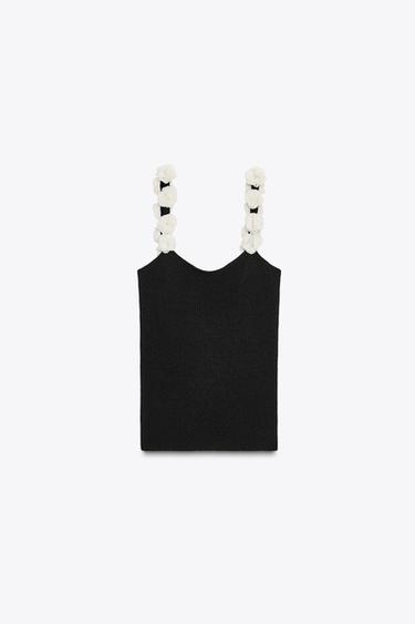 FLORAL KNIT TOP - Black by Zara - Image 4