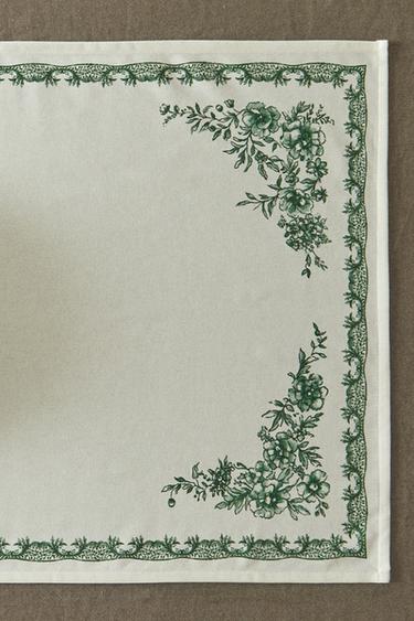 PRINTED SATEEN TABLE RUNNER - Greenish by Zara