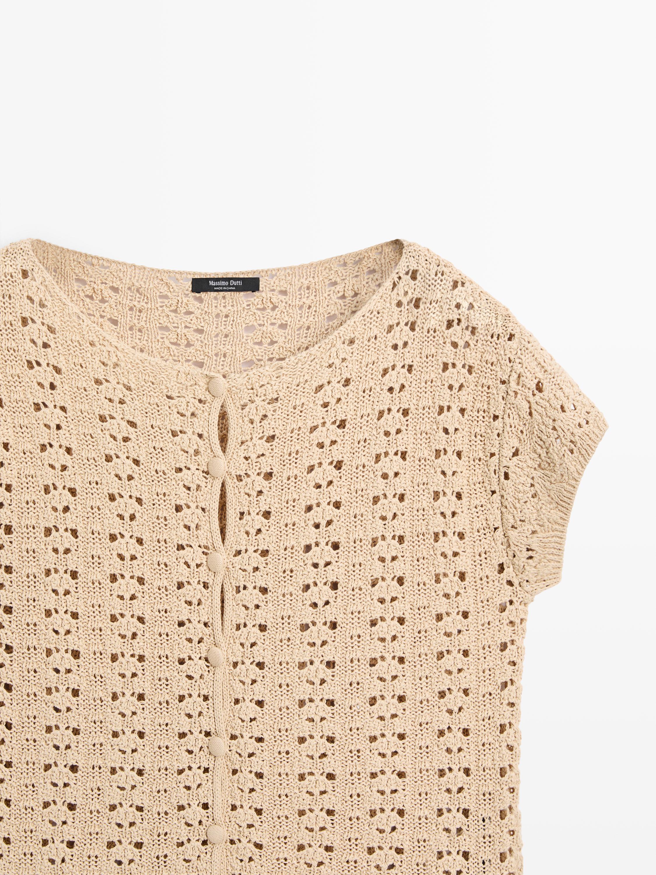 Short sleeve crochet knit cardigan