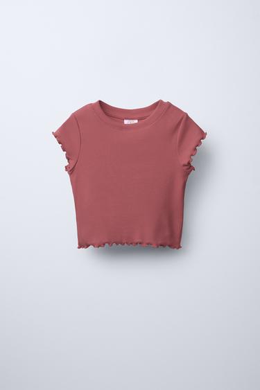 CAMISETA RIB VOLANTITOS - Burgundy de Zara