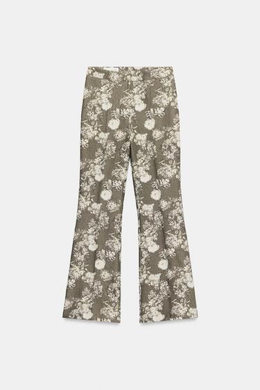 PANTALÓN FLARE JACQUARD - Gris topo de Zara