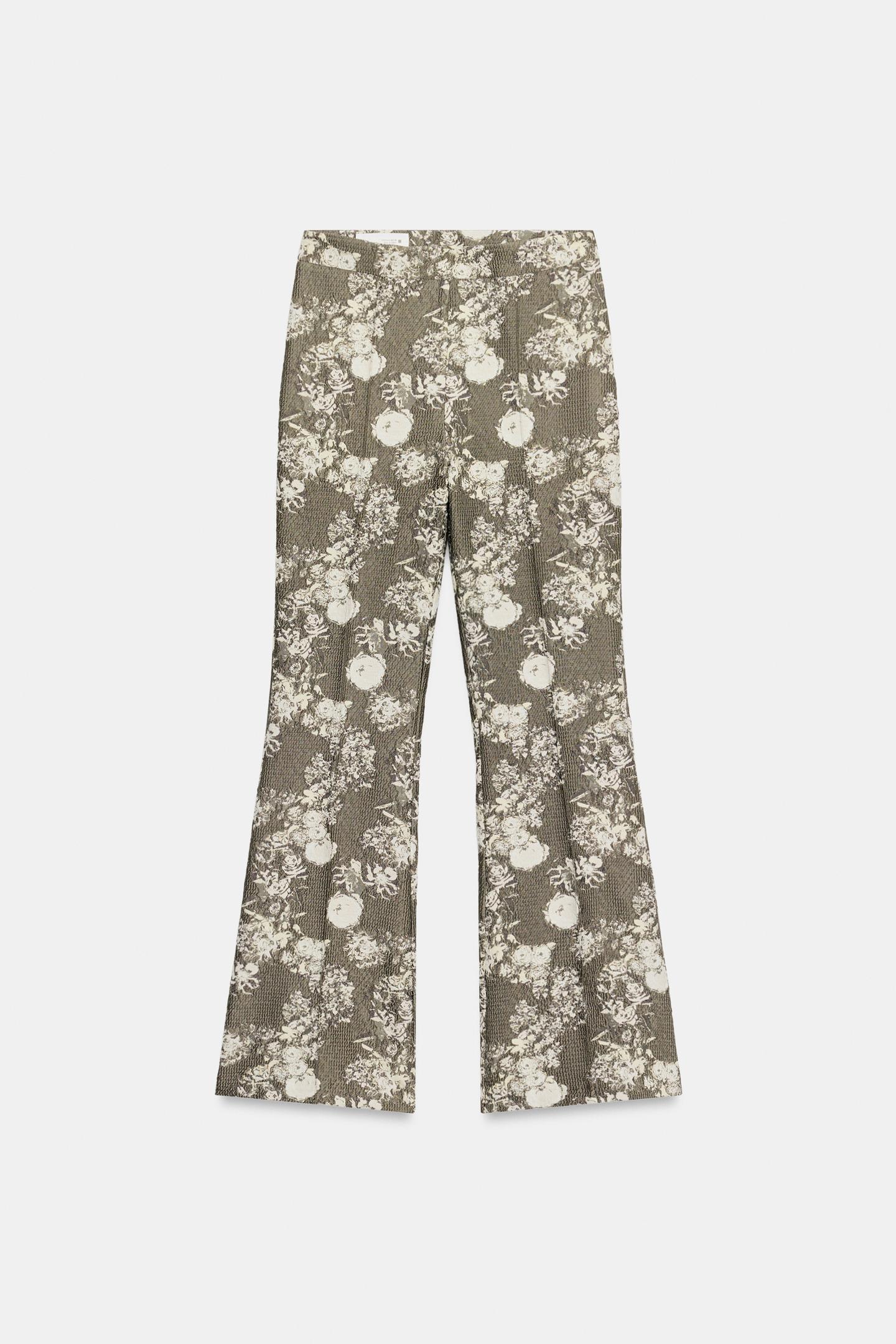 Женские брюки Zara Jacquard Flare, цвет: Серо-коричневый серый — фото 4