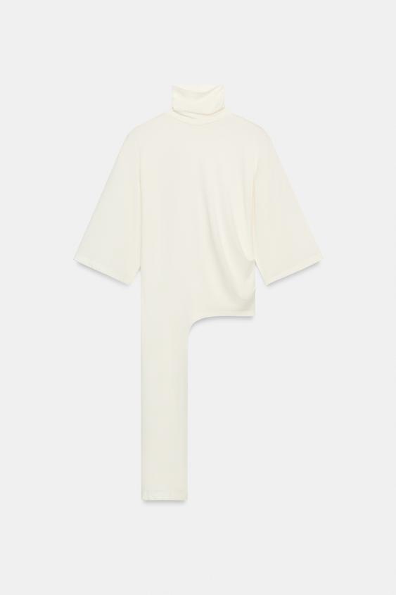 TOP ASYMÉTRIQUE AVEC PLIS - Écru de Zara - Image 6