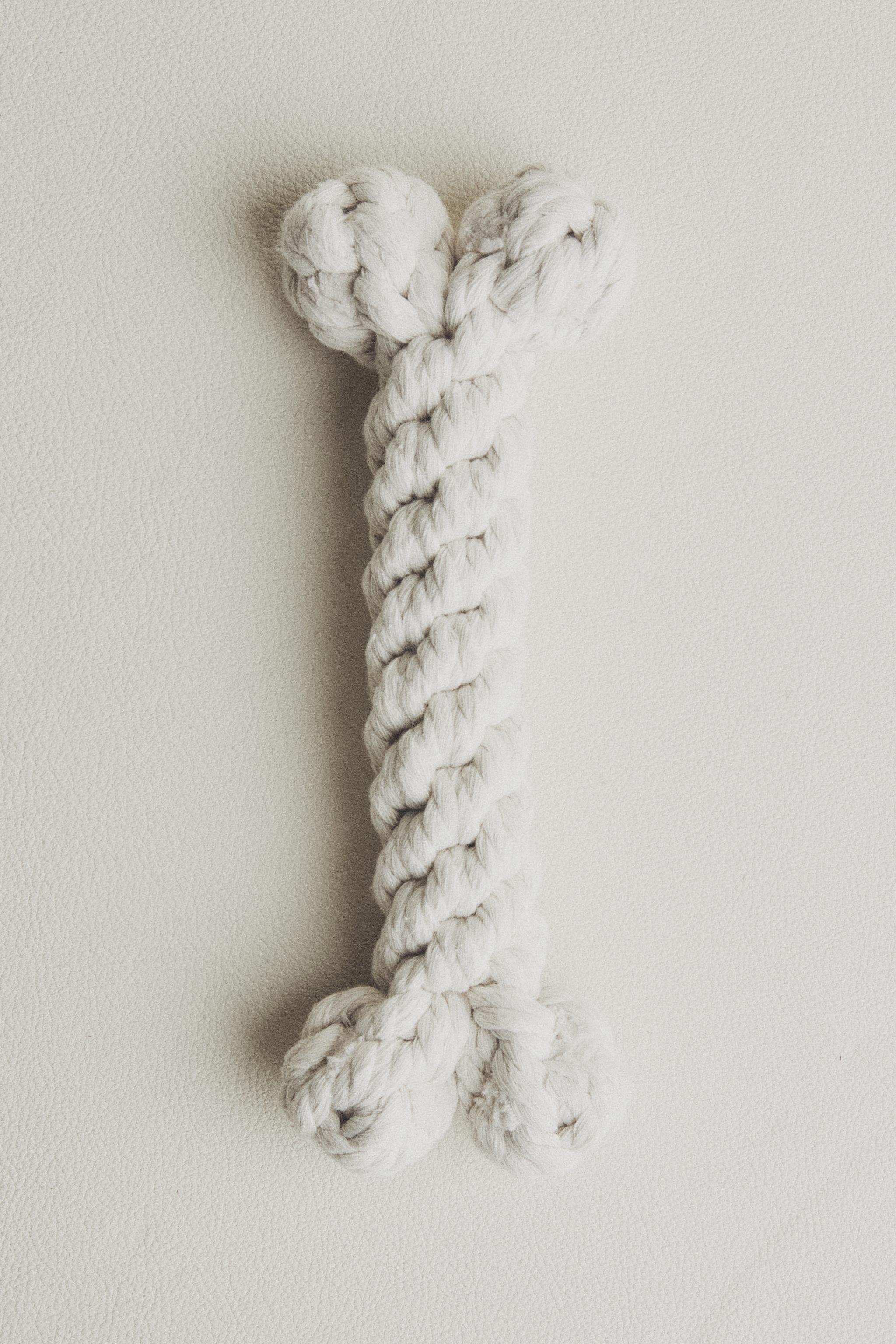 WOVEN BONE PET TOY — Ecru
