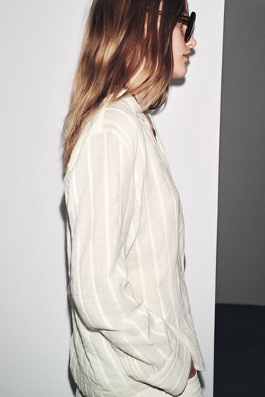 CHEMISE À RAYURES ZW COLLECTION - Écru de Zara - Image 3