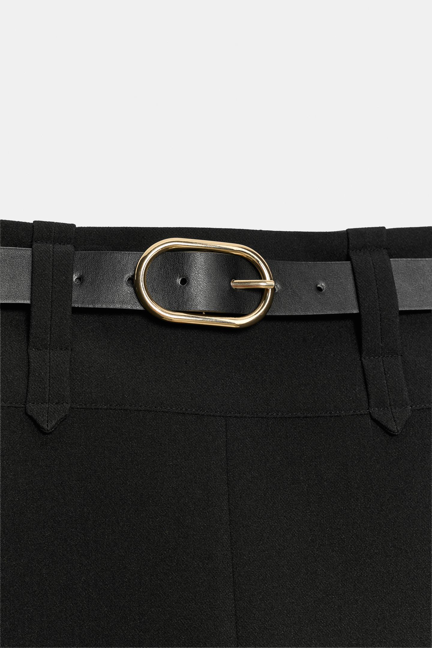 Женская юбка Zara Belted MIDI, цвет: Чёрный — фото 10