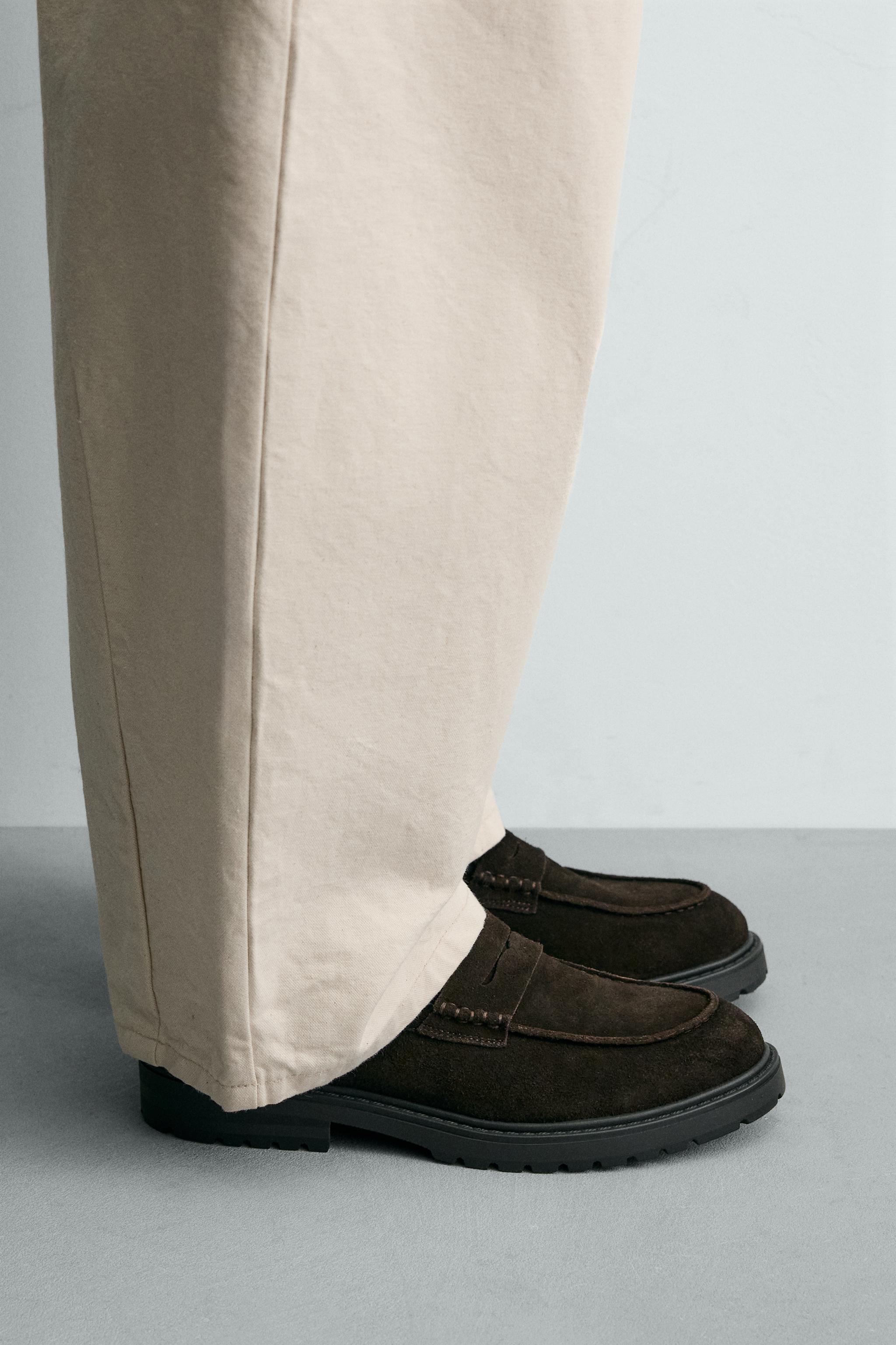 LEATHER TRACK PENNY LOAFERS
