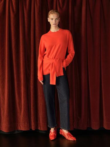 Zara Wool knit sweater with waist detail - Neon pink