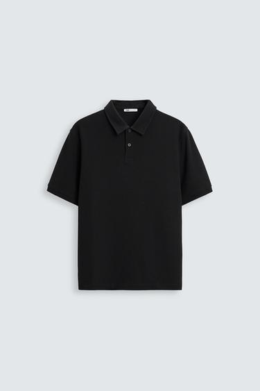 Zara TEXTURED POLO - Black